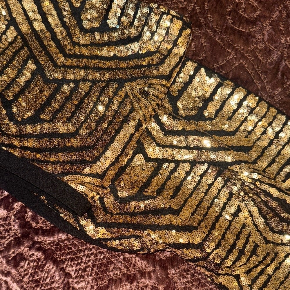 Gold and Black Wide Leg Pants - Picture 11 of 16